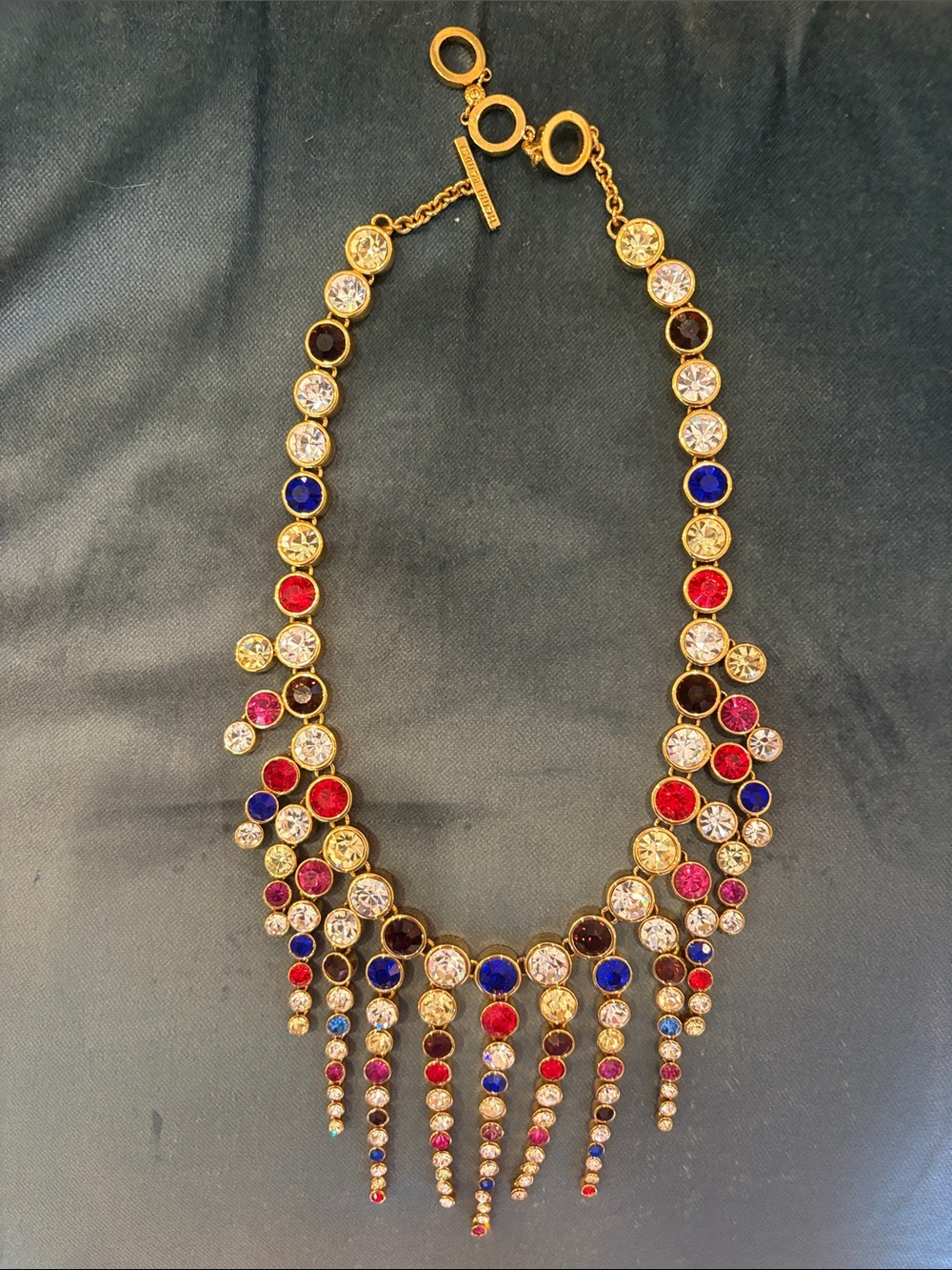Henri Bendel multicolored bezel crystal waterfall necklace. Rare! - Picture 2 of 5